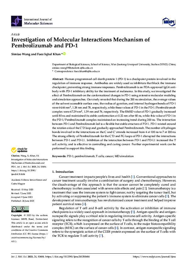 (PDF) Investigation of Molecular Interactions Mechanism of ...