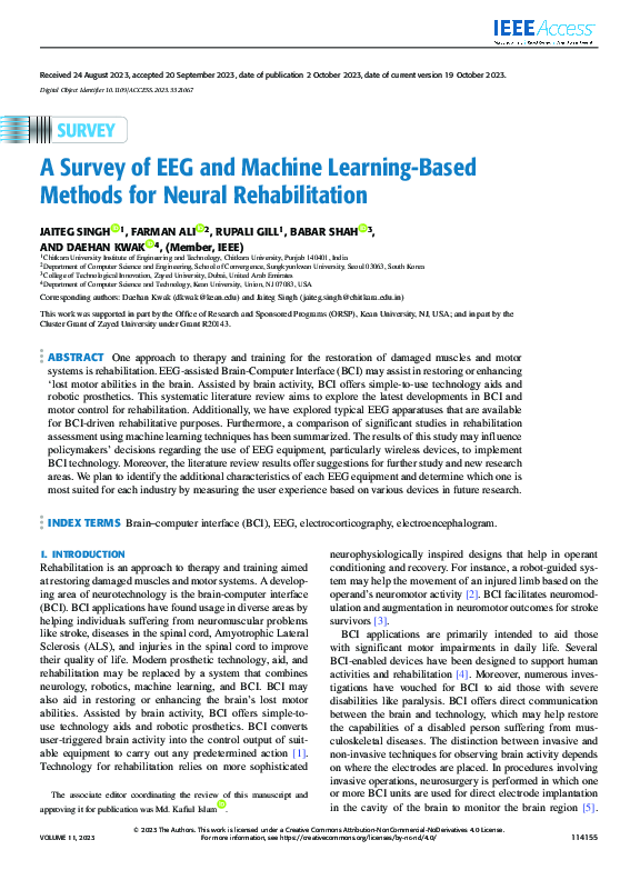 (PDF) A Survey of EEG and Machine Learning-Based Methods for Neural ...