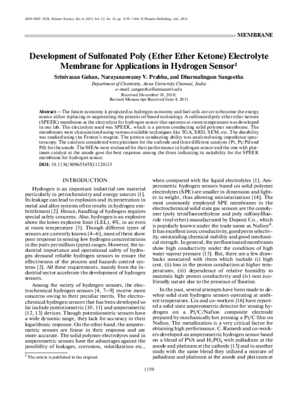 (PDF) Development of sulfonated poly (ether ether ketone) electrolyte ...