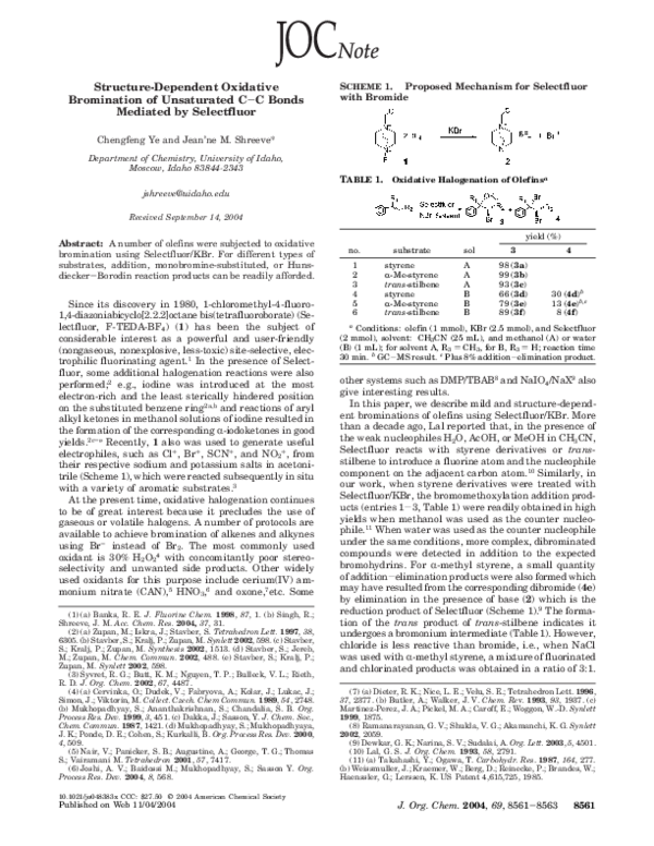 (PDF) Structure-Dependent Oxidative Bromination of Unsaturated C−C ...