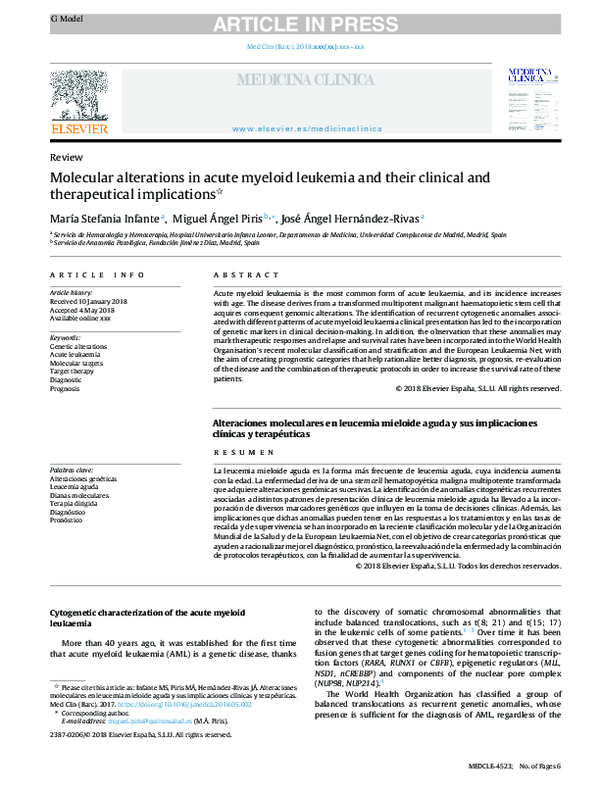 (PDF) Molecular alterations in acute myeloid leukemia and their ...