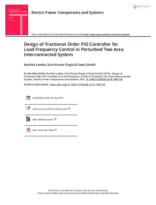 (PDF) Design of Fractional Order PID Controller for Load Frequency ...