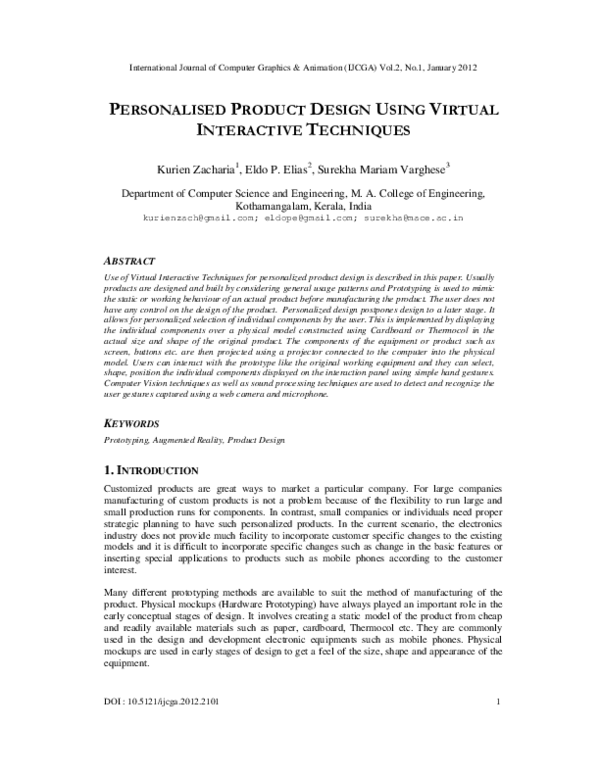 (PDF) Personalised Product Design Using Virtual Interactive Techniques