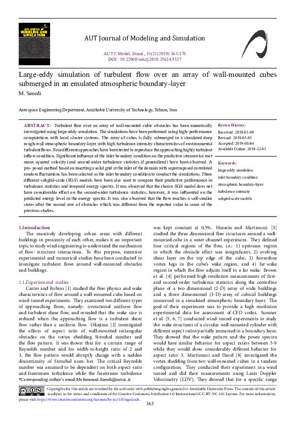 (PDF) Large-eddy simulation of turbulent flow over an array of wall ...