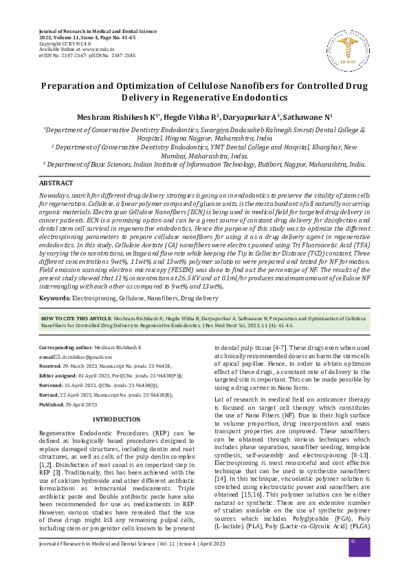 (PDF) Preparation and Optimization of Cellulose Nanofibers for ...