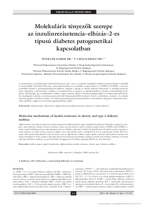 (PDF) Molecular mechanisms of insulin resistance in obesity and type 2 ...