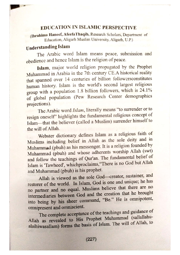 (PDF) Education in Islamic Perspective