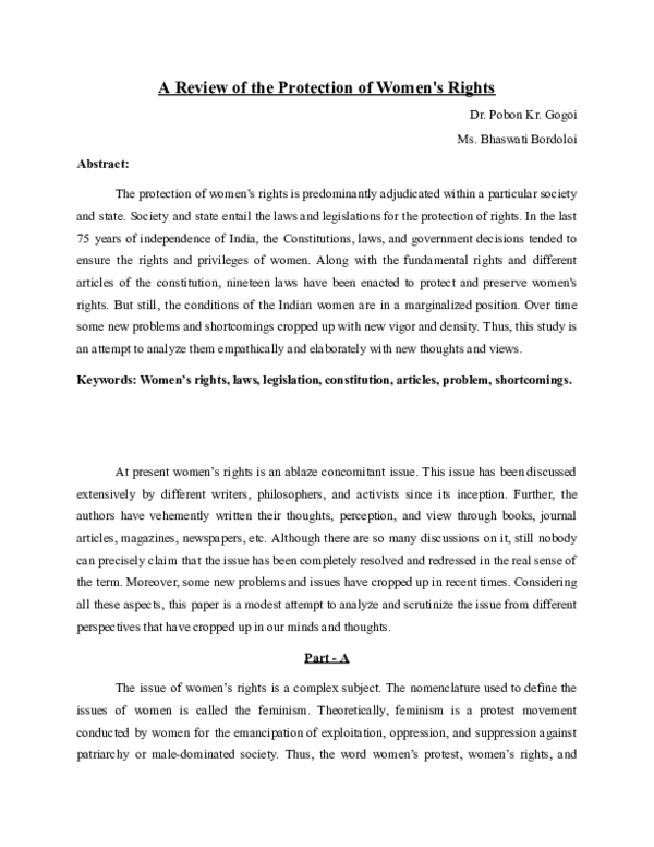 (PDF) A Review of the Protection of Women's Rights