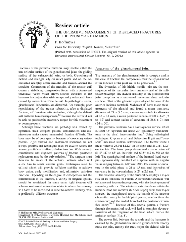 (PDF) The Operative management of displaced fractures of the proximal ...