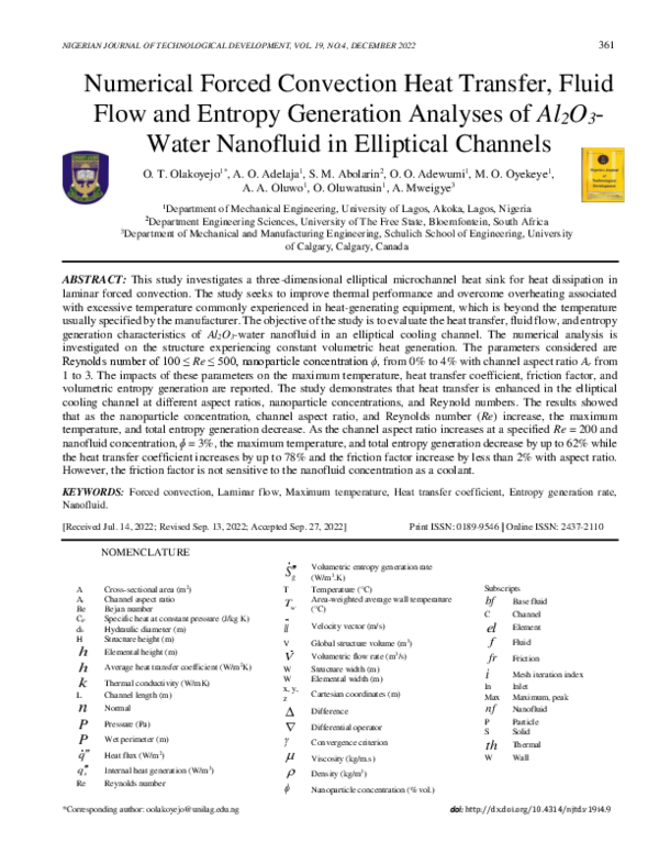 (PDF) Numerical Forced Convection Heat Transfer, Fluid Flow and Entropy ...