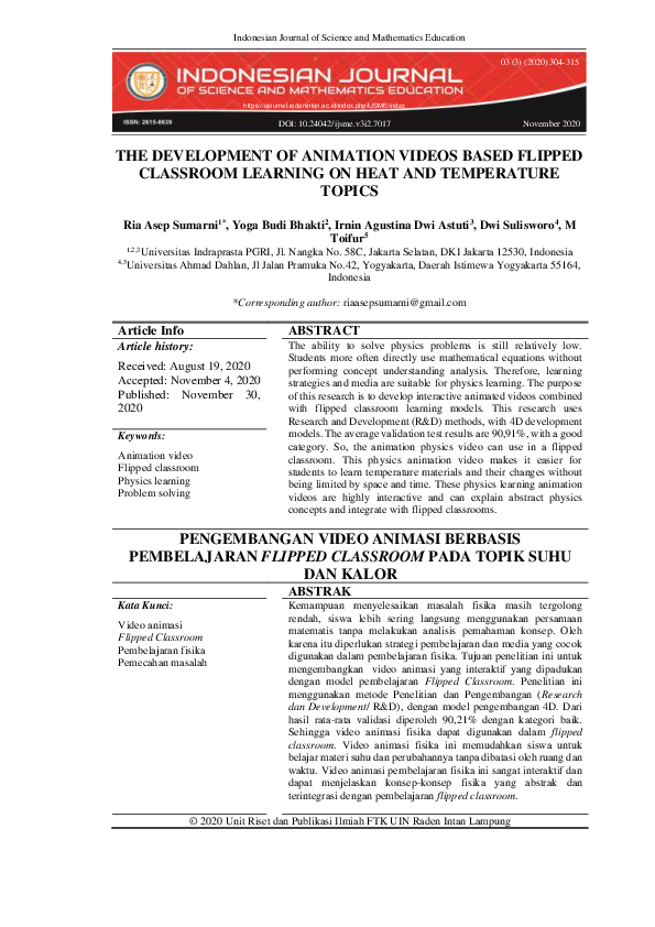 (PDF) The Development of Animation Videos Based Flipped Classroom ...