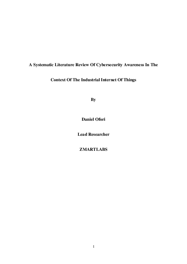 (PDF) A Systematic Literature Review Of Cybersecurity Awareness In The ...