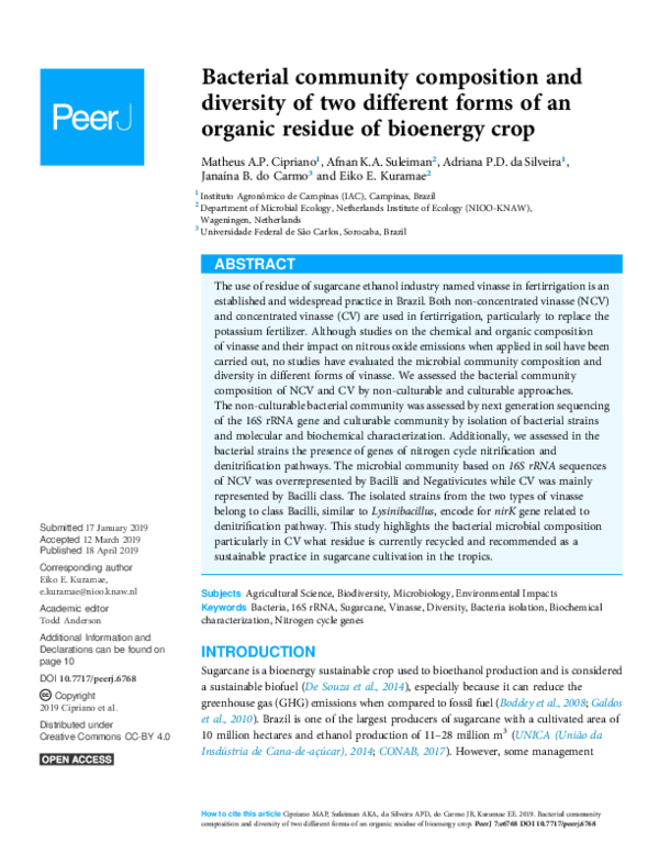 (PDF) Bacterial community composition and diversity of two different ...