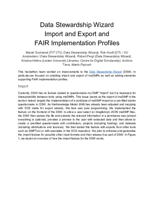 (PDF) Data Stewardship Wizard Import and Export and FAIR Implementation ...