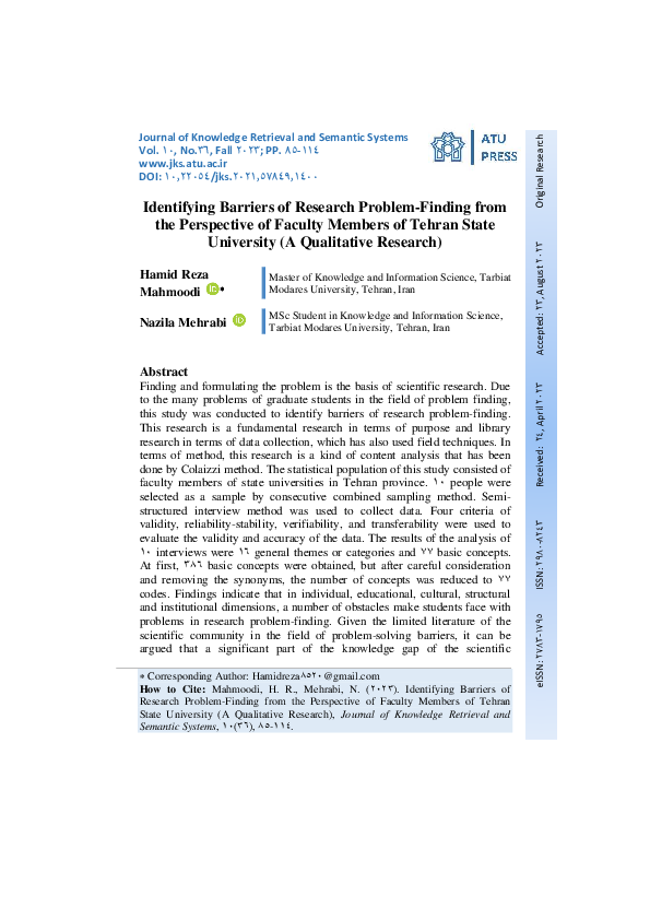 (PDF) Identifying Barriers of Research Problem-Finding from the ...