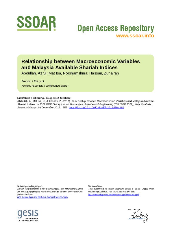 (PDF) Relationship between macroeconomic variables and Malaysia ...