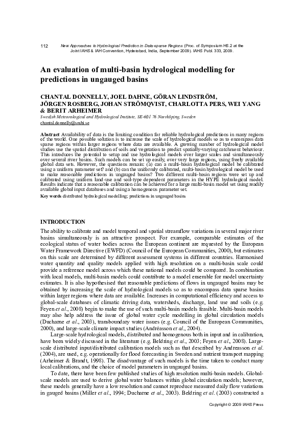 (PDF) An evaluation of multi-basin hydrological modelling for ...