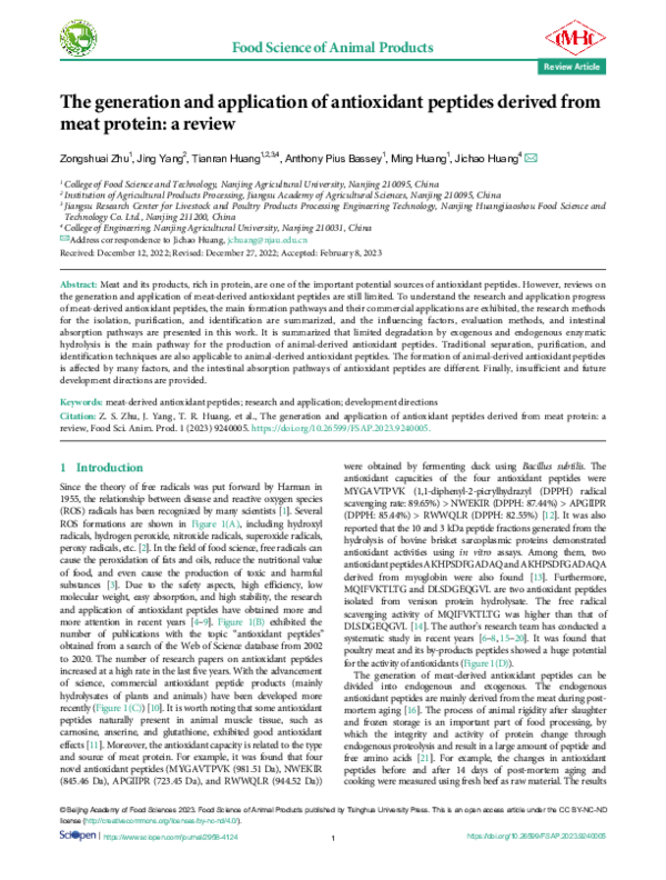 (PDF) The generation and application of antioxidant peptides derived ...