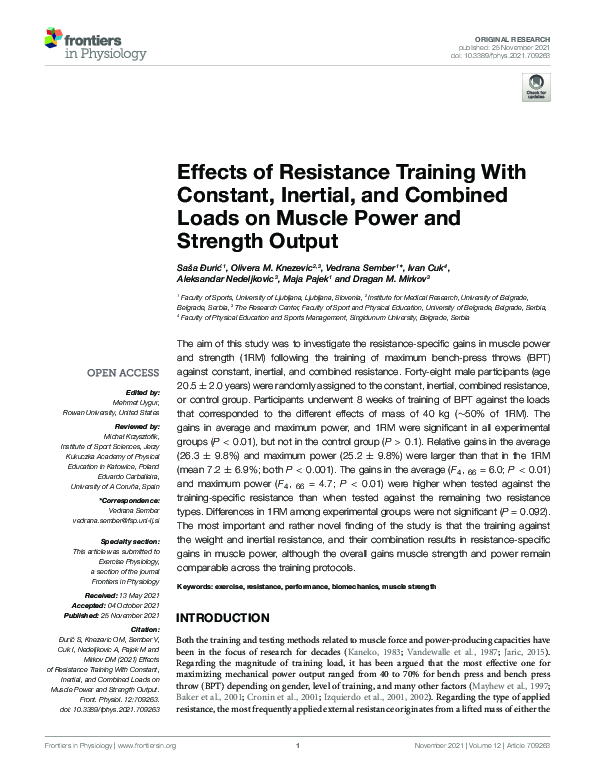 (PDF) Effects of Resistance Training With Constant, Inertial, and ...