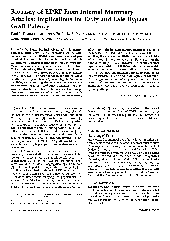 (PDF) Bioassay of EDRF from internal mammary arteries: Implications for ...