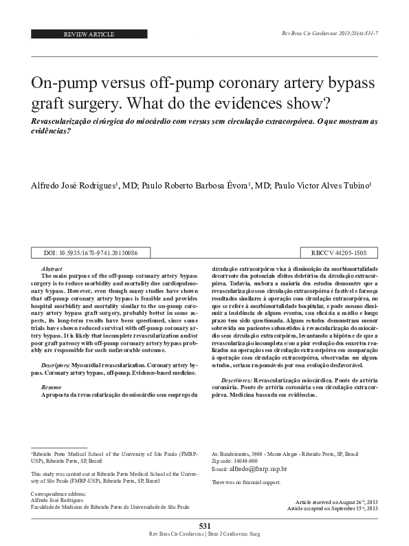 (PDF) On-pump versus off-pump coronary artery bypass graft surgery ...