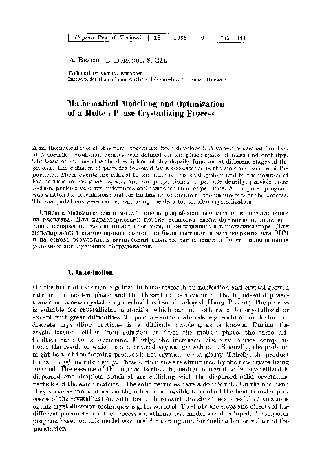 (PDF) Mathematical modelling and optimization of a molten phase ...