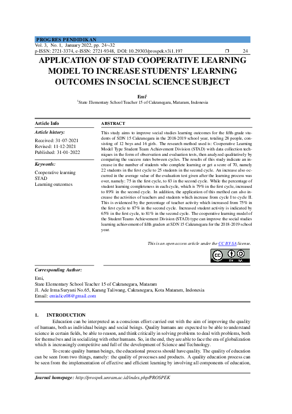 (PDF) Application of Stad Cooperative Learning Model to Increase ...