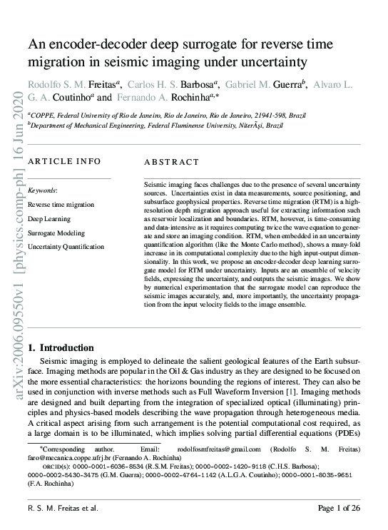(PDF) An encoder-decoder deep surrogate for reverse time migration in ...