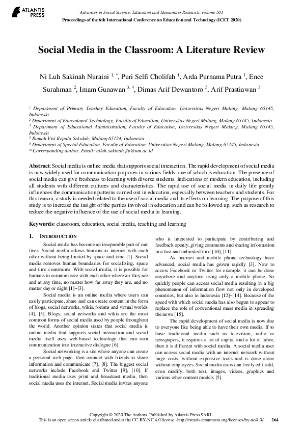 (PDF) Social Media in the Classroom: A Literature Review