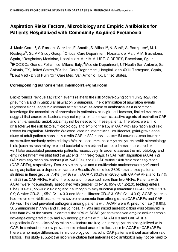 (PDF) Aspiration risks factors, microbiology and empiric antibiotics ...