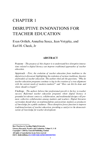 (PDF) Disruptive Innovations for Teacher Education