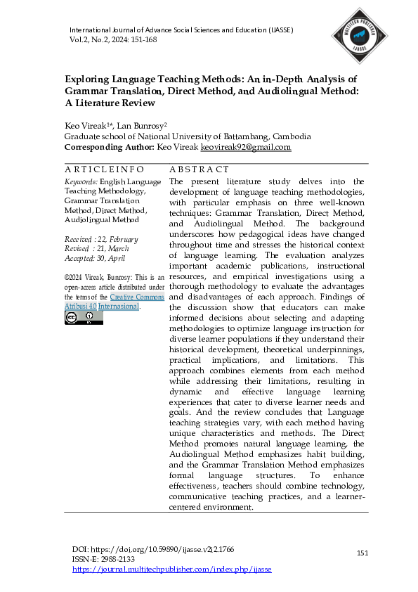 (PDF) Exploring Language Teaching Methods: An in-Depth Analysis of ...