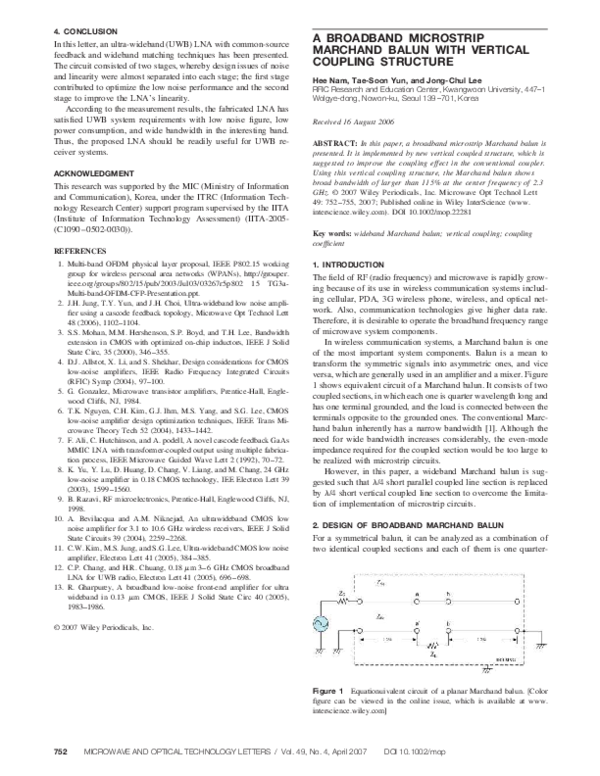 (PDF) A broadband microstrip Marchand balun with vertical coupling ...