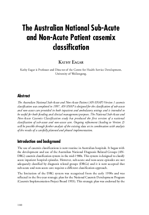 (PDF) The Australian National Sub-Acuteand Non-Acute Patient casemix ...