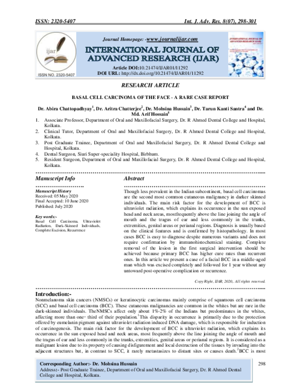 (PDF) Basal Cell Carcinoma of the Face - a Rare Case Report