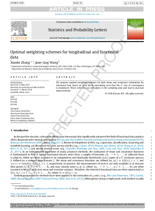 (PDF) Optimal weighting schemes for longitudinal and functional data