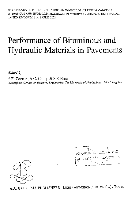 (PDF) Performance of Bituminous and Hydraulic Materials in Pavements