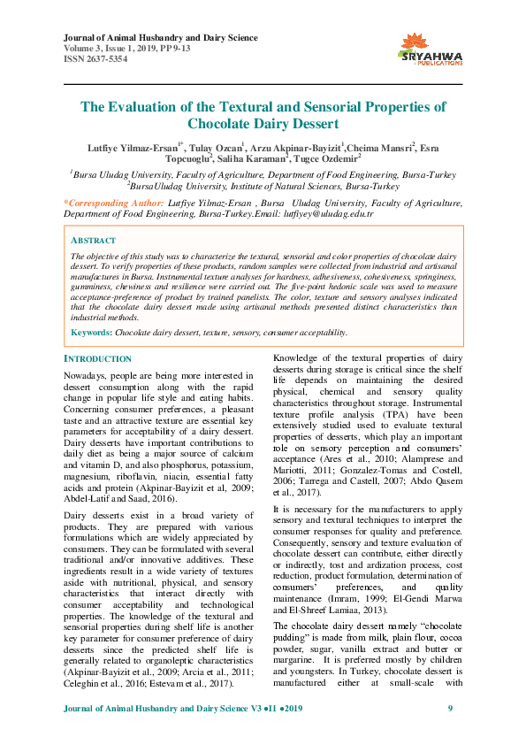 (PDF) The Evaluation of the Textural and Sensorial Properties ...