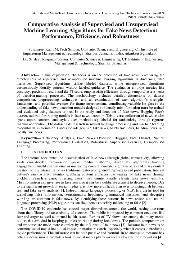 (PDF) Comparative Analysis of Supervised and Unsupervised Machine ...
