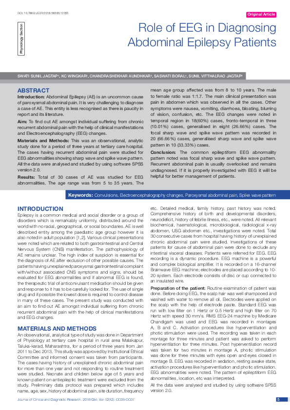 (PDF) Role of EEG in Diagnosing Abdominal Epilepsy Patients