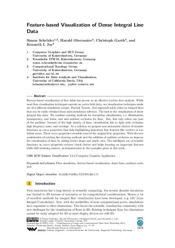(PDF) Feature-based Visualization of Dense Integral Line Data | Simon ...