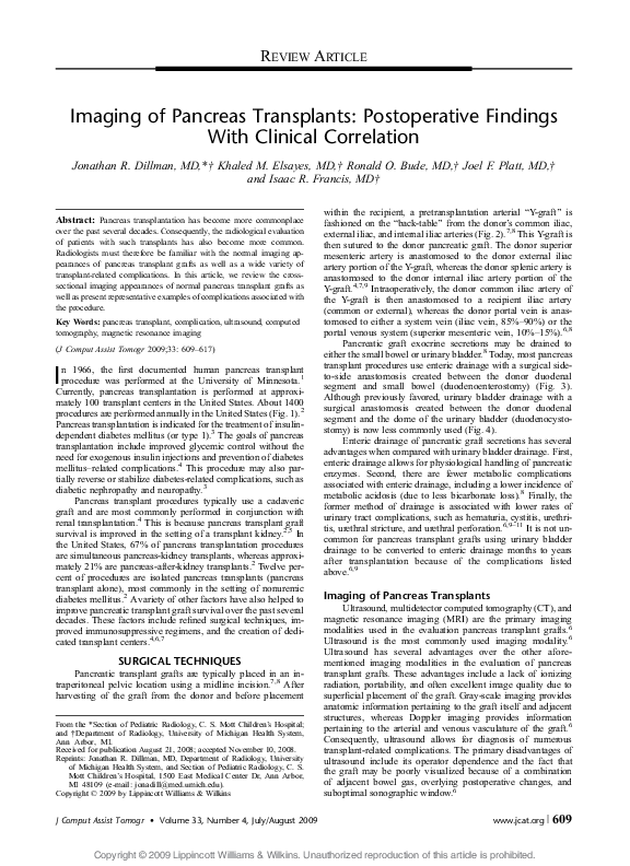 (PDF) Imaging of Pancreas Transplants: Postoperative Findings With ...