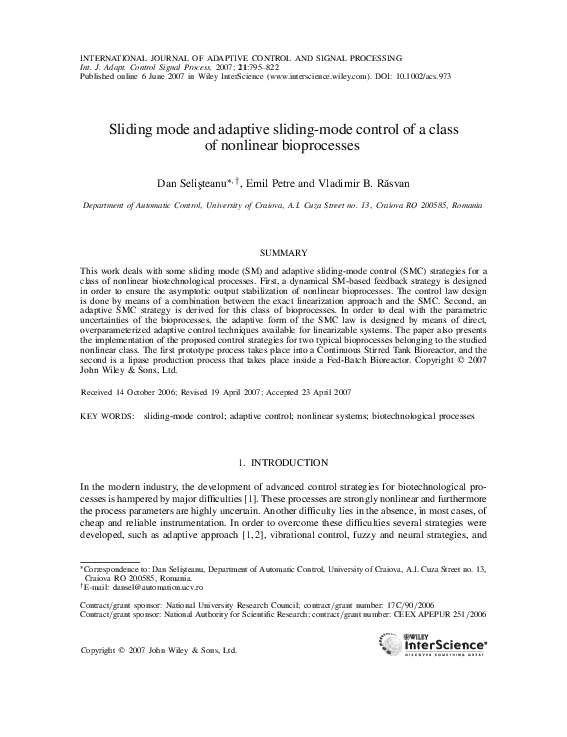 (PDF) Sliding mode and adaptive sliding-mode control of a class of ...
