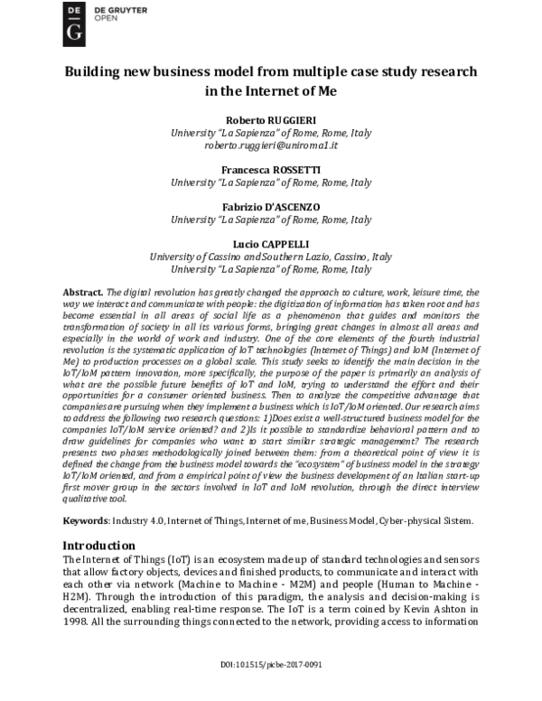 (PDF) Building new business model from multiple case study research in ...