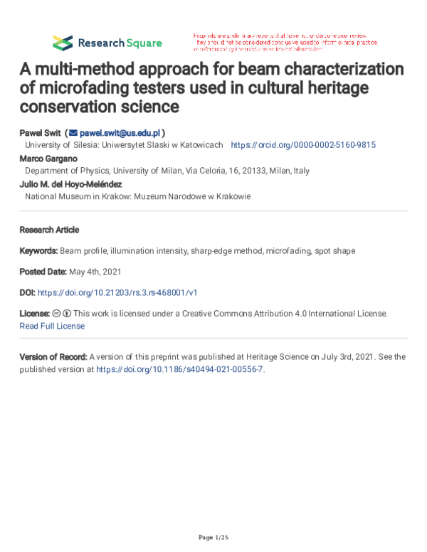 (PDF) A multi-method approach for beam characterization of microfading ...