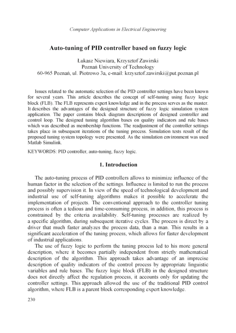 (PDF) Auto-tuning of PID controller based on fuzzy logic