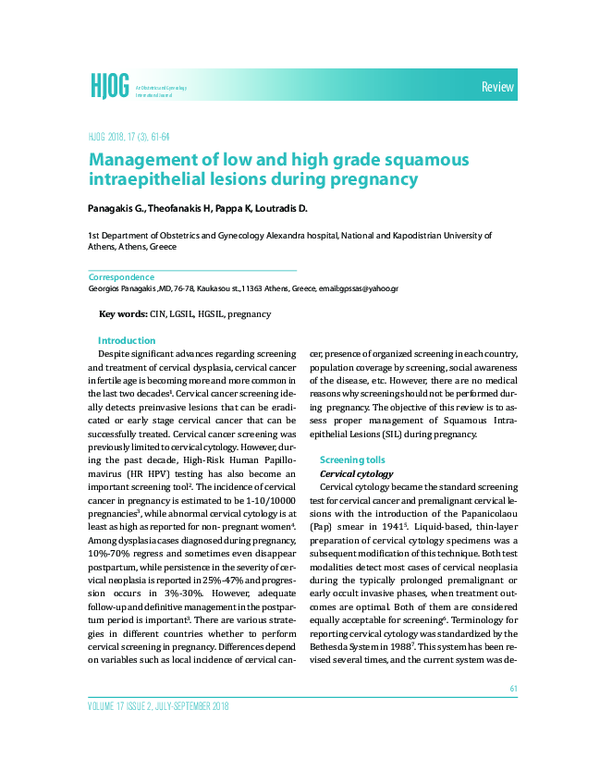 (PDF) Management of low and high grade squamous intraepithelial lesions ...