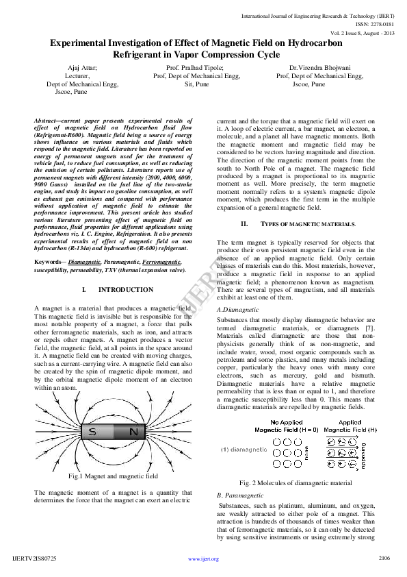 (PDF) Experimental Investigation of Effect of Magnetic Field on ...