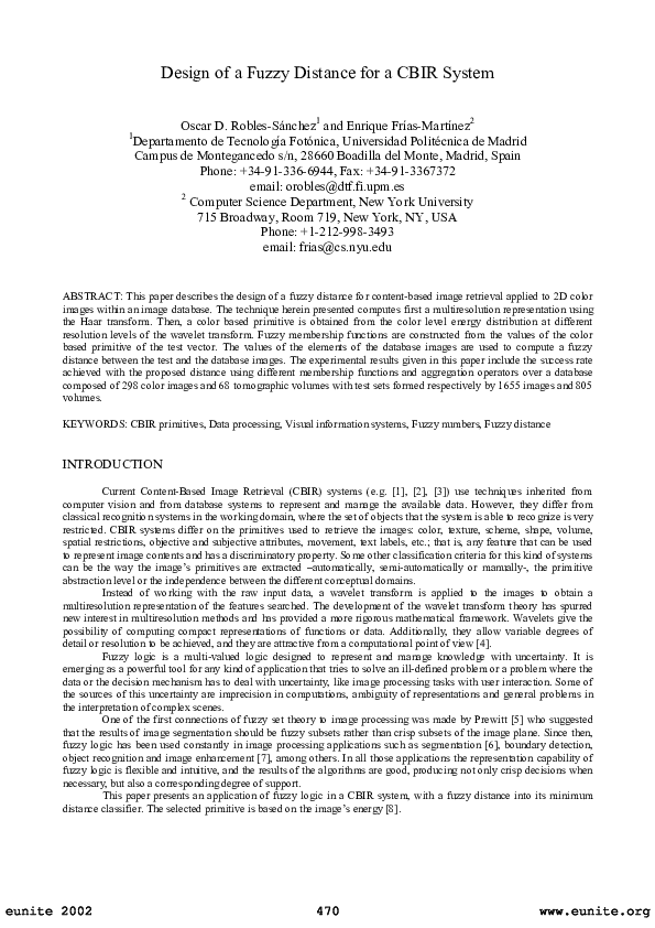 (PDF) Design of a Fuzzy Distance for a CBIR System