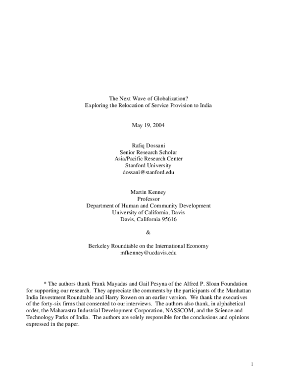 (PDF) The next wave of globalization